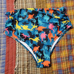 New! Teal and Pink Dinosaur 🦕 Ruched Bikini Bottoms XXL Green Photo 0