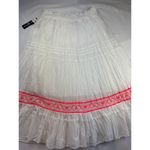 Women’s Style & Co Size 1X White Maxi Skirt with Neon Pink Embroidery. Photo 3