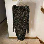 BP NWT  rusched long sleeve green roses print body con dress size large Photo 5