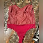 Lulus Brave Babe Burgundy Vegan Leather Sleeveless Bustier Bodysuit NWT Photo 2