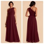 Birdy Grey  Kira Chiffon One‎ Shoulder Bridesmaid Dress in Cabernet Sz S NEW Photo 1