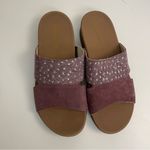 Spenco Sandals Dawn Slide Slip On Slipper Leather Comfort Travel Ostrich Purple Size 8.5 Photo 2