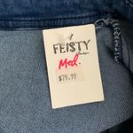 Buttons Feisty Boutique Stretch Denim Jumpsuit L Blue  Pockets Rosie the Riveter Photo 7