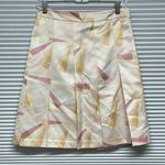 Club Monaco NWT Peach Cream Sunshine Patterned Pleated A-Line Mini Skirt Photo 0