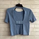 ZARA Periwinkle Open Back Ribbed Short Sleeve Top Photo 0