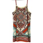 Sweet Wanderer  Sleeveless Boho Print Crochet Strap Fully Lined Shift Dress Large Photo 6