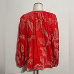 Banana Republic  Leaf Embroidered Puff Sleeve Linen Blouse Size Medium Photo 1