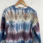 Boho Tie Dye Long Sleeve Sweatshirt size Medium with raw hem Blue Photo 6