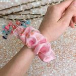 Pink Strawberry Filled Scrunchie Shaker Scrunchie Organza Satin Scrunchie Photo 4