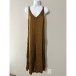 Lacausa  Santi Jumpsuit XS Bourbon Satin Wide Cropped Leg V-Neck Slip Romper EUC Photo 4