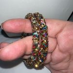 Gold and Multicolored Chunky Sparkle Hoop Earrings Photo 5