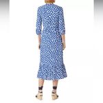 Hobbs London Magda Midi Shirt Dress Waist Tie Blue Patterned Women’s Size 10 Photo 2