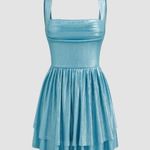 Cider  Metallic Blue Mini Dress Photo 0