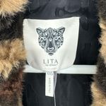 LITA By Ciara Plush Faux Fur Armour Animal Print Coat Wildcat XXS NWOT Tan Photo 4