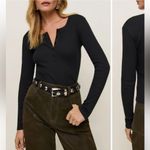 Reformation  Jayden rib Henley Black Long Sleeve Top size S Photo 1