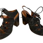 Saks 5th Avenue Saks Fifth Ave Black Leather Caged Lace up Block Chunky Heel Pumps Women Sz 7.5 Photo 4