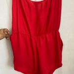 BCBGMAXAZRIA Casli Halter Romper in Coral with Pockets Small Photo 3