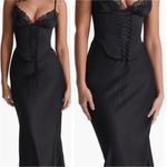 House Of CB HOUSE‎ OF CB 'Salma' Black Satin Slip Midi Dress size XL Photo 9