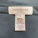 Jones New York Vintage ‎ Women's Petite Silk Top Short Sleeve Gray Blouse Size PL Photo 2