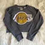 Nba Los Angeles Lakers Gray Cropped Sweater Photo 0