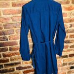 Gap Navy Blue Textured Jacquard Dot Button Down Mini Shirt Dress Size Small Photo 5