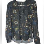 ALC Frank A.L.C. Noemi Silk Floral Top With Lace Inset Panel Sz 4 Photo 4