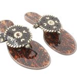 Jack Rogers  Georgica Jelly Tortoise Brown Thong Medallion Flip Flop Sandals 8 Photo 0