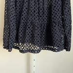 J.Crew Eyelet Top Blouse Womens XXL Navy Blue Long Sleeve Tie Neck New Photo 5