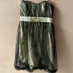 Phoebe Couture  Bejeweled Tulle Overlay Strapless Formal Mini Dress NWT Size 8 Photo 2