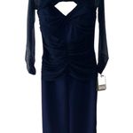 Chiara Boni NEW NWT La Petite Robe Leitha Mesh Cutout Midi Dress Navy Blue Notte Photo 5