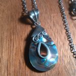 Abalone Sterling Silver Pendant Stainless Steel Necklace Photo 3