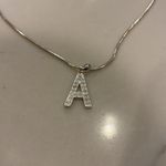 Sterling silver NWT 18” chain with rhinestone initial A Photo 2