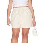 Good American NEW Better Than Leather Shorts Elastic Waist Bone Size 5 2XL Photo 0