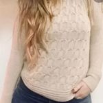 Max Studio  Cream  100% Cotton Cable Knit Raglan Pullover Sweater Cabin Size M Photo 1