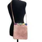 Furla Dusty Rose Suede Leather Handbag Multicolor Flower Petal Embellishments Photo 6