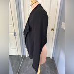 Anthropologie Elevenses Black Crop Eyelash Trim Blazer Jacket Photo 4