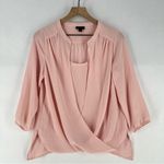 J. Jill Layered Crossover Faux Wrap Crepe Chiffon Soft Ballet Pink Blouse Size XS Photo 0