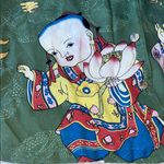 Citron Santa Monica Dragon Lotus Asian Printed Silk Shirt Olive Green Large Photo 2