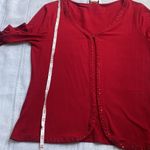 Talbots cherry red cardigan with small jewel embellishments. Photo 7