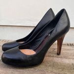 Saks 5th Avenue SAKS Fifth Avenue black stiletto pumps heels with tortoiseshell heel Photo 2