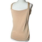 Leo Guy Size M Color Tan Sleeveless evening Top Intricate Silver Rhine Stone Size M Photo 4