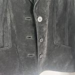 Newport News Black Suede Look 100% Soft Leather Button Front Jacket Size 10 Photo 3
