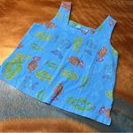 Fresh Produce VTG  Boxy Tank Top Fish Small Periwinkle Blue Cotton USA 90s Photo 0