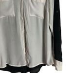 EXPRESS White Black Portofino Sheer Long Sleeve Button Up Shirt Size Small Photo 3