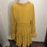 Boohoo yellow drape sleeve skater dress size 12 Photo 5