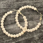 Elegant Pearl Hoop Earrings White Photo 0