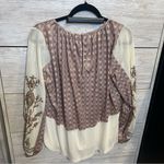 BKE Gimmicks  Raw Edge Pieced Top in Creme Multi BOHO Peasant Prairie Sz S Photo 6