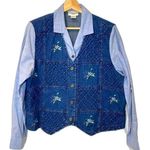 Vintage Blue Alfred Dunner Denim Shirt Vest Combo Petite Size Large Photo 0