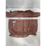 Max Studio Womans XL Rust Floral Long Peekaboo Cut Off Sleeves Flowy Blouse Photo 5