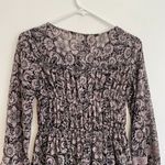 Knox Rose  Black Lilac Lavender Mauve Pink Floral Long Sleeve Lace Up Peasant Top Photo 11